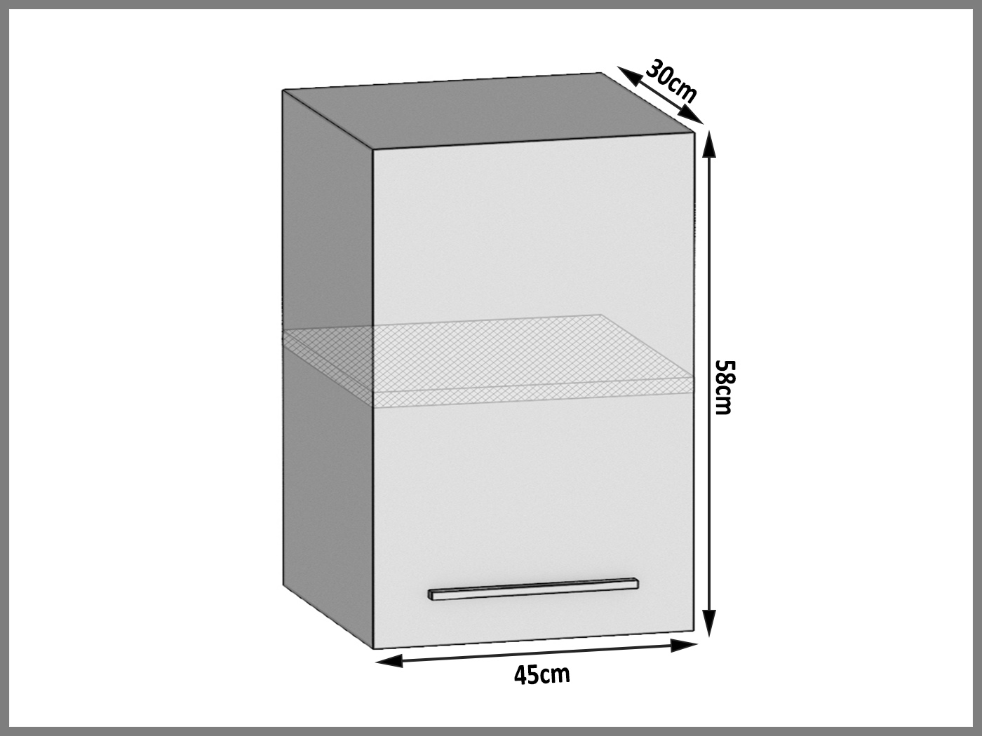 Küchenschrank Belini oben 45 cm grau anthrazit Glamour Wood Hersteller TOR SG45/1/WT/GW1/0/B1