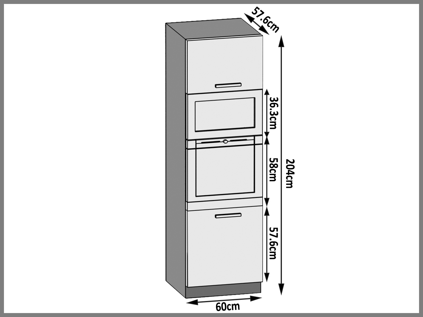 Belini Hochschrank für Einbaubackofen 60 cm Grau Anthrazit Glamour Wood Hersteller TOR SSP60/1/WT/GW/0/B1