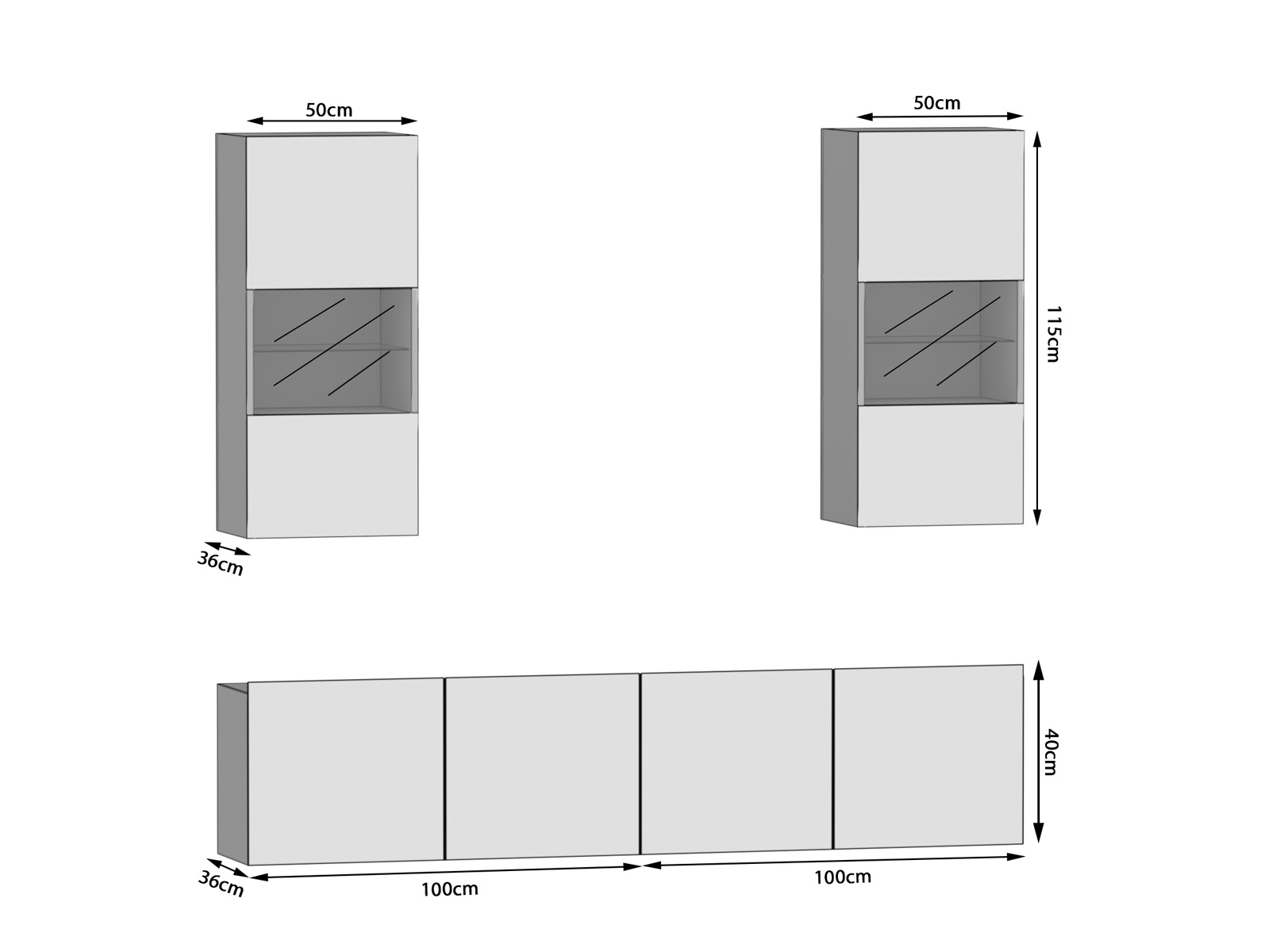 Wohnwand 200 cm Belini schwarz glänzend Imperium 7 Hersteller IMP 7/5/W/B/0/0
