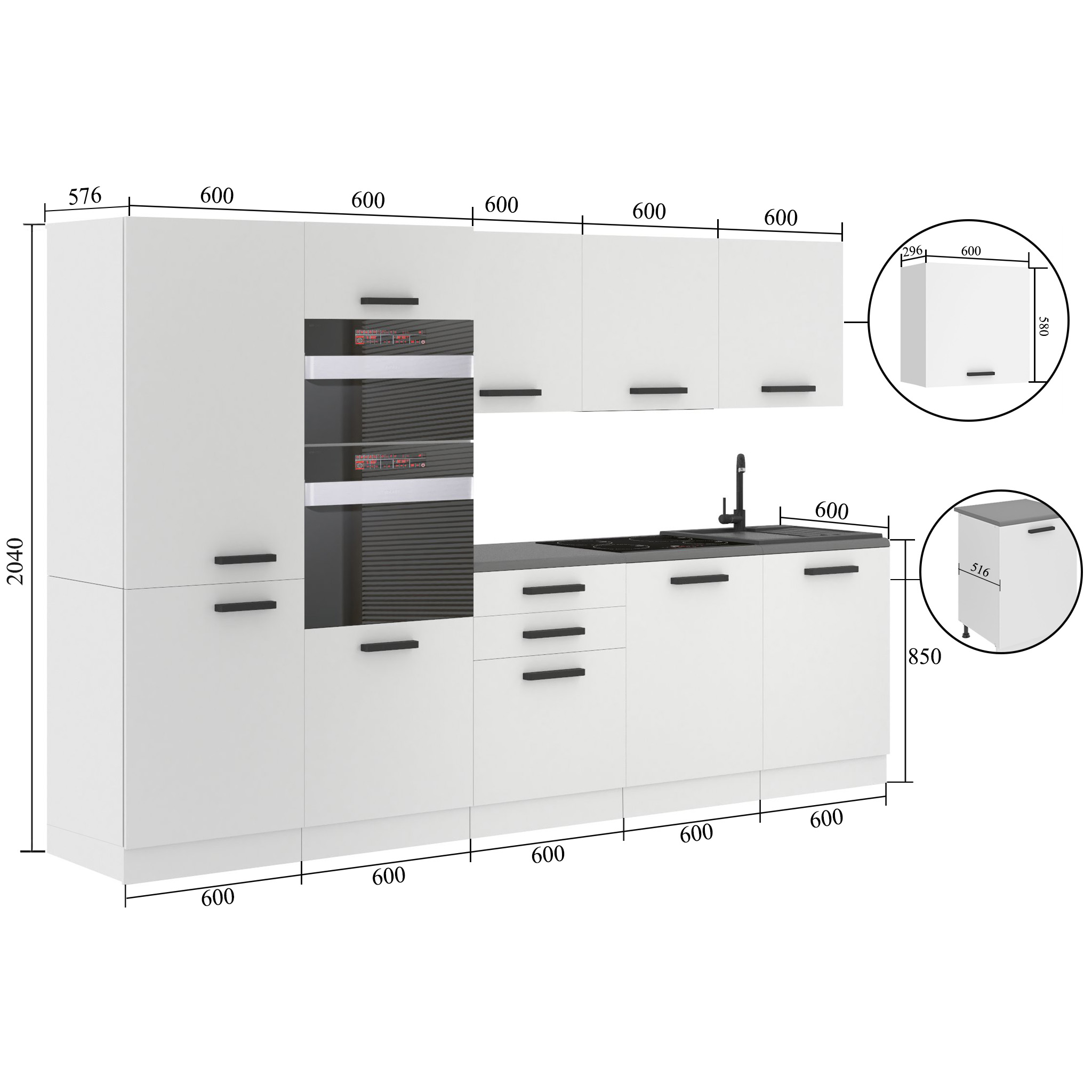 Belini Küchenzeile Premium Komplettversion 300 cm Hochglanzrot mit Arbeitsplatte GRACE Hersteller INF GRACE/0/WT/R/B/B1
