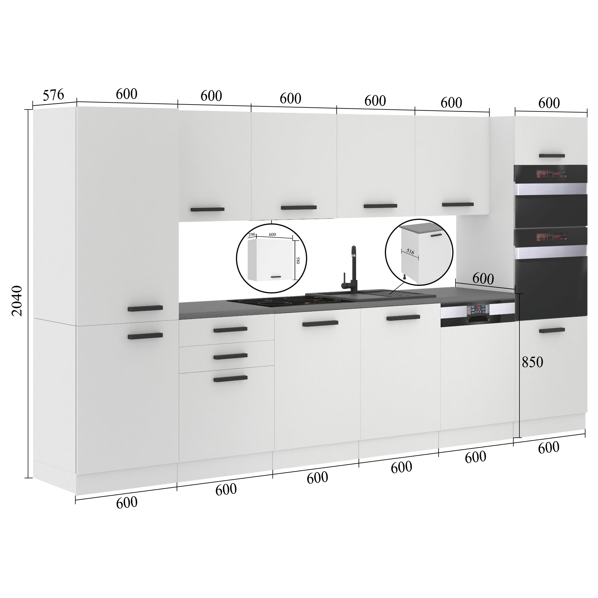 Belini Küchenzeile Premium Komplettversion 360 cm Hochglanzrot ohne Arbeitsplatte NAOMI Hersteller INF NAOMI/0/WT/R/0/B1