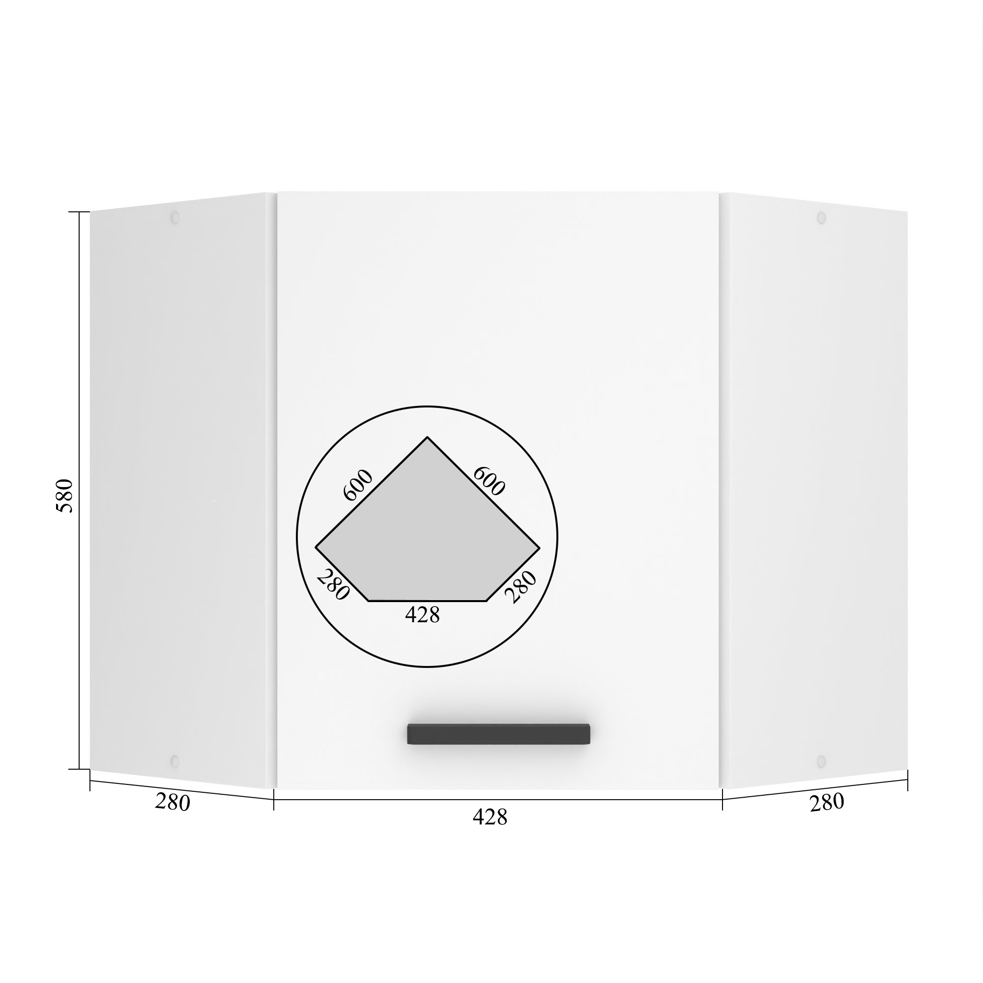 Belini oberer Eckschrank Premium Full Version oberer 60 cm königliches Ebenholz Hersteller TOR SGN60/0/WT/HK/0/B1/PP
