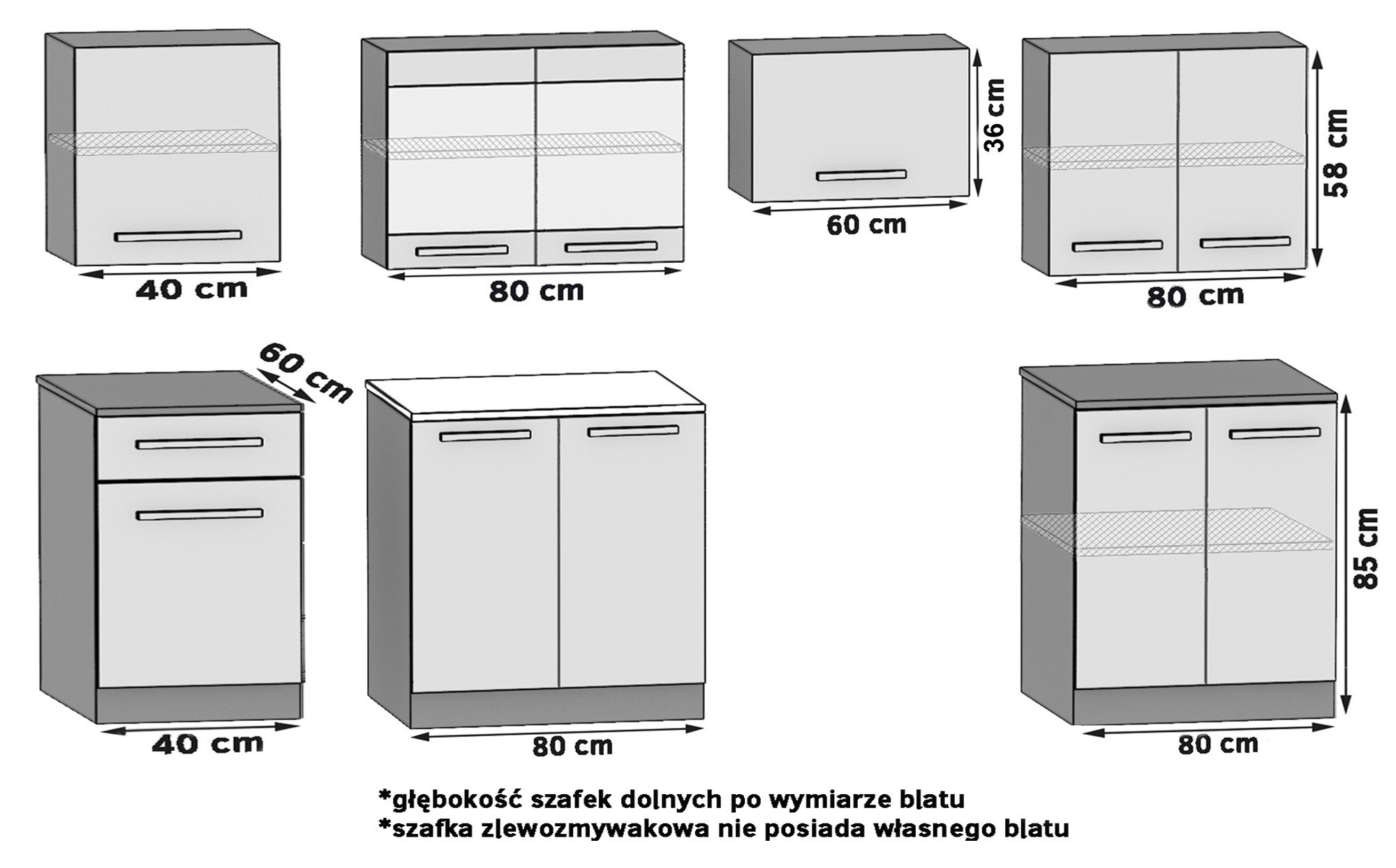 Küchenzeile Belini 260 cm Eiche wotan mit Arbeitsplatte Justyna Hersteller TOR JUSTYNA/2/WT/DW/0/B1