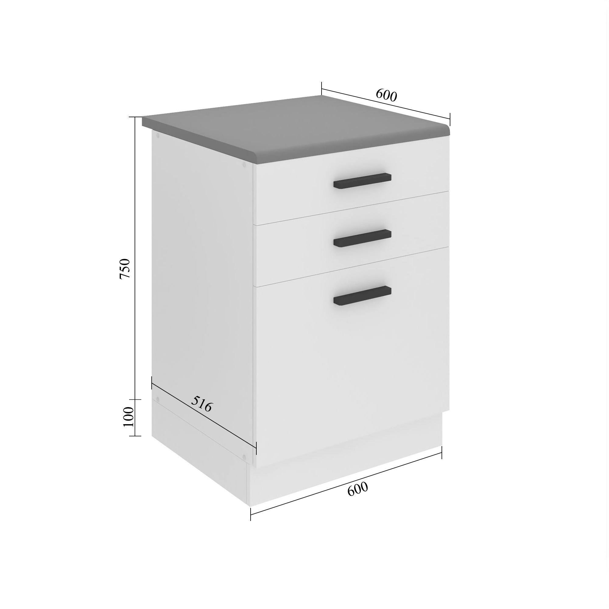 Belini Unterschrank mit Schubladen Premium Full Version 60 cm Hochglanzgrau ohne Arbeitsplatte Hersteller INF SDSZ60/0/WT/S/0/B1/PP
