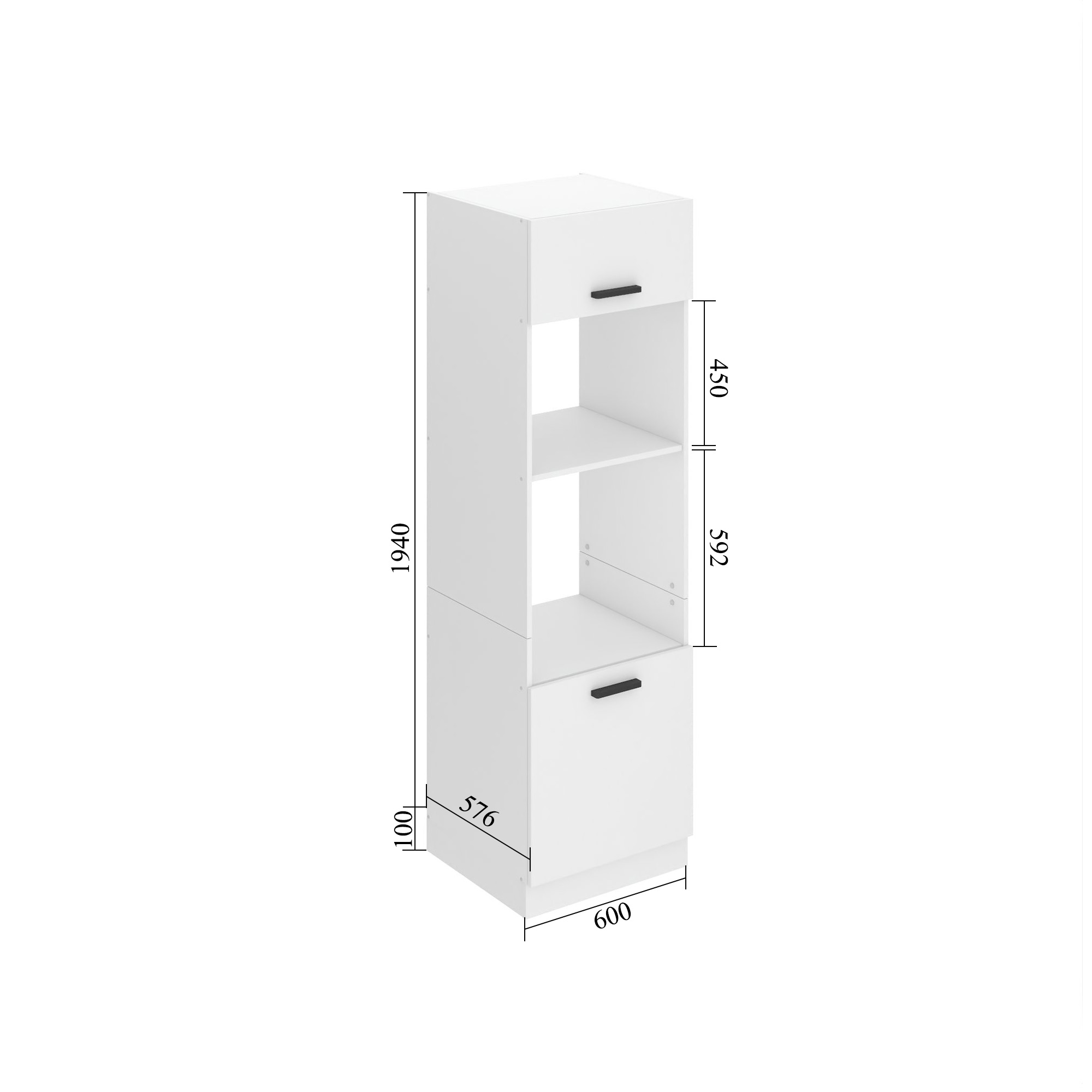 Belini Hoher Küchenschrank zur Einbau des Backofens Premium Full Version 60 cm Sonoma-Eiche Hersteller TOR SSP60/0/WT/DS/0/B1/PP

