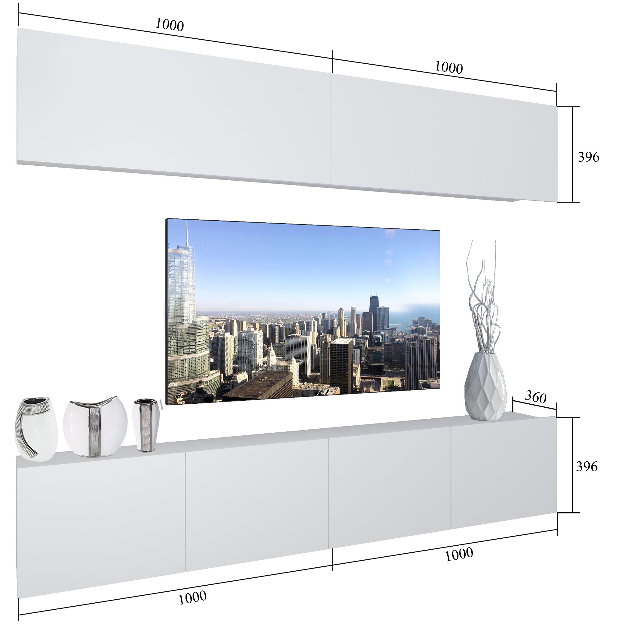 Wohnwand Belini Premium Full Version Hochglanz weiß + LED-Beleuchtung Nexum 86 Hersteller NEX 6/0/W/W/0/0/PP