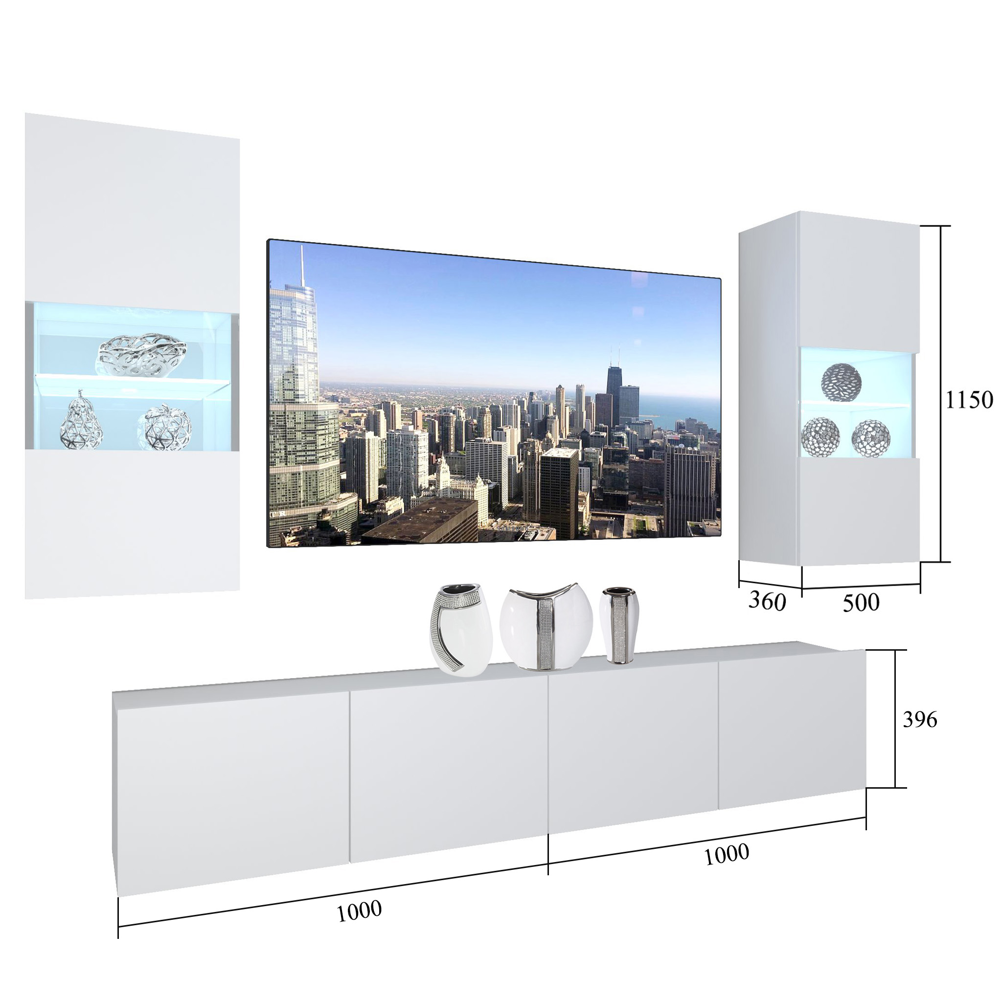 Wohnwand Belini Premium Full Version Hochglanzschwarz / Wotan-Eiche + LED-Beleuchtung Nexum 110 Hersteller NEX 7/0/W/BBDW/0/0/PP
