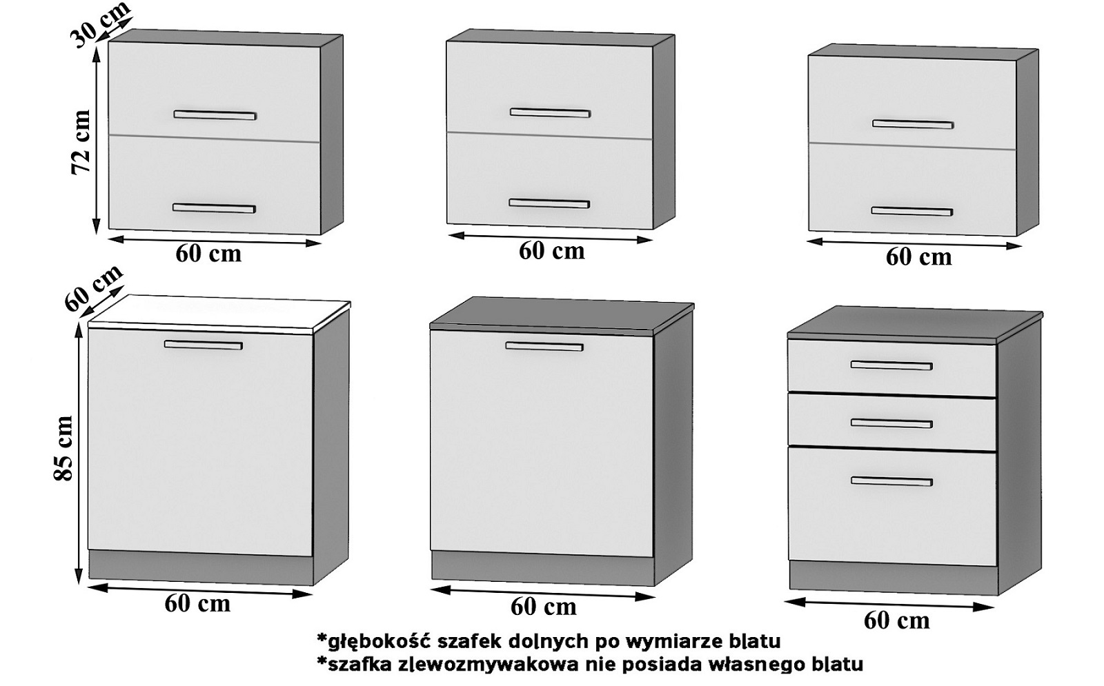 Küchenzeile Belini 180 cm königliches Ebenholz ohne Arbeitsplatte Primera2 Hersteller TOR PRIMERA2/2/WT/HK/BB/B1